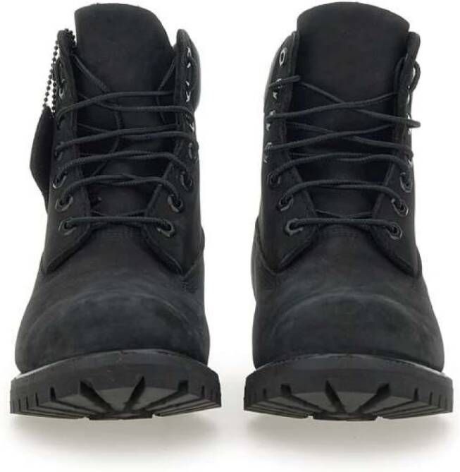 Timberland Zwarte Premium Leren Veterschoenen Black Heren