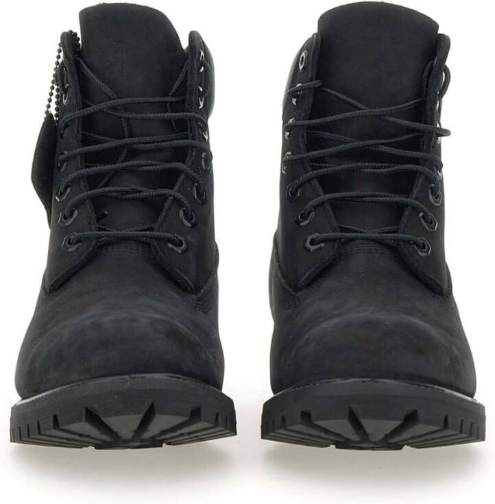 Timberland Zwarte Premium Leren Veterschoenen Black Heren