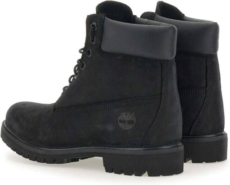 Timberland Zwarte Premium Leren Veterschoenen Black Heren