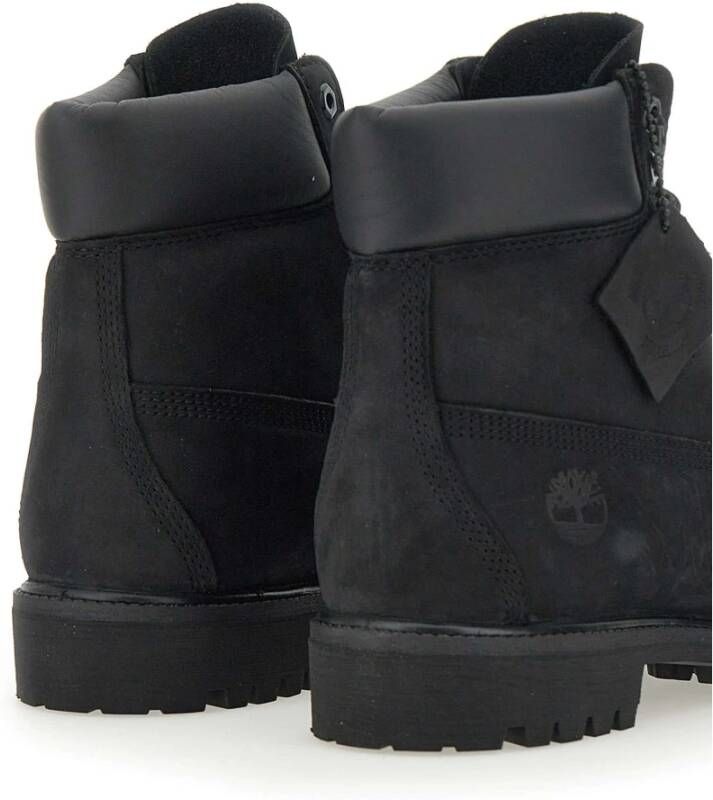 Timberland Zwarte Premium Leren Veterschoenen Black Heren