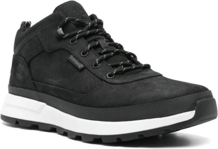 Timberland Zwarte Sneakers Veterschoenen Leren Schoenen Black Heren