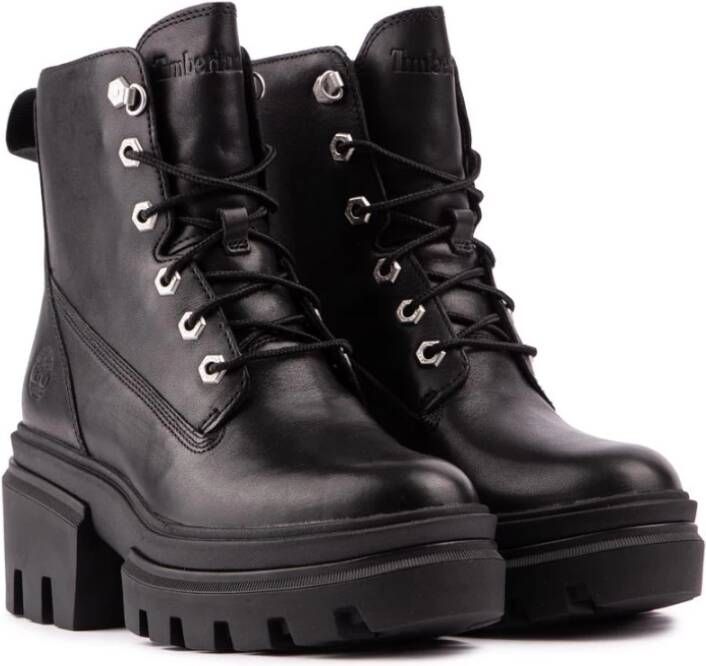 Timberland Zwarte veterschoenen met rubberen zool Black Dames