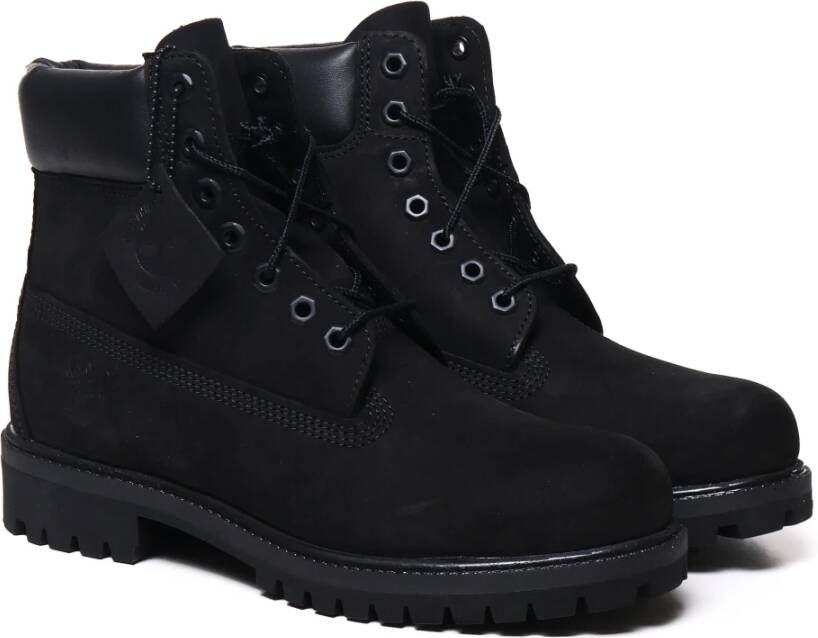 Timberland Zwarte Vetersluiting Rubberen Zool Laarzen Black Heren