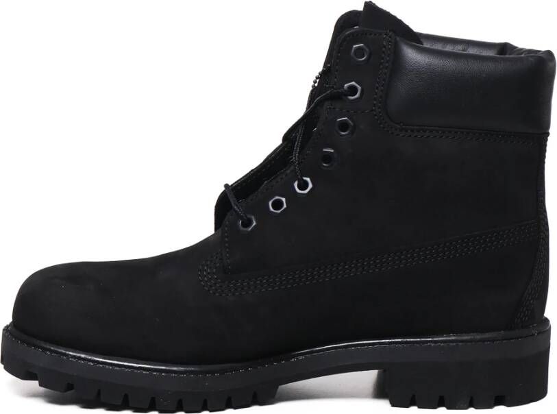 Timberland Zwarte Vetersluiting Rubberen Zool Laarzen Black Heren