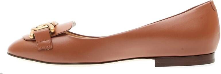 TOD'S Ballerina Schoenen Cuoio Gouden Ketting Brown Dames