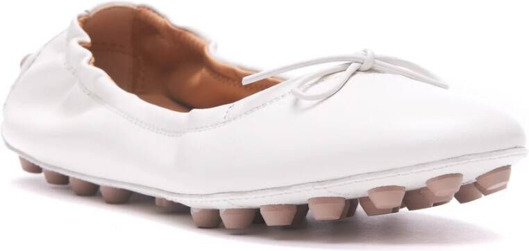 TOD'S Witte Leren Bubble Ballet Platte Schoenen Wit Dames