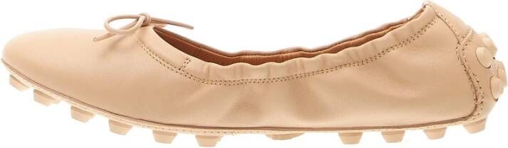 TOD'S Beige Leren Ballerina Schoenen Elegant Ontwerp Beige Dames