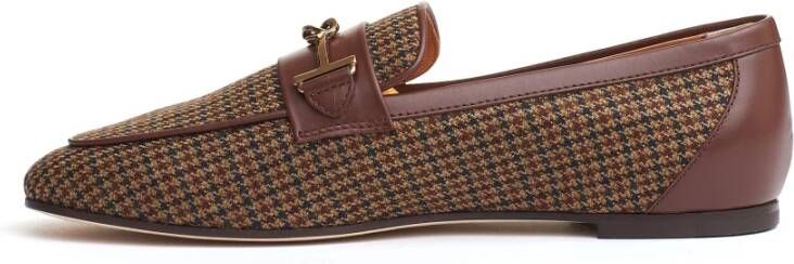 TOD'S Beige Houndstooth Loafer Schoen Brown Dames