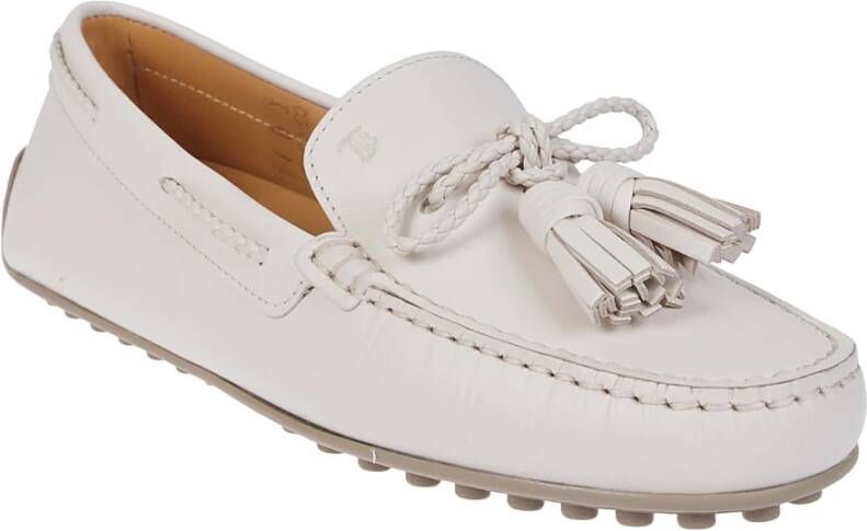 TOD'S Beige leren mocassin handgestikte stiksels Brown Dames