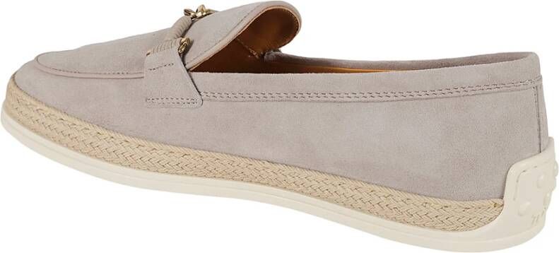 TOD'S Beige Platte Schoenen met Raffia Details Beige Dames