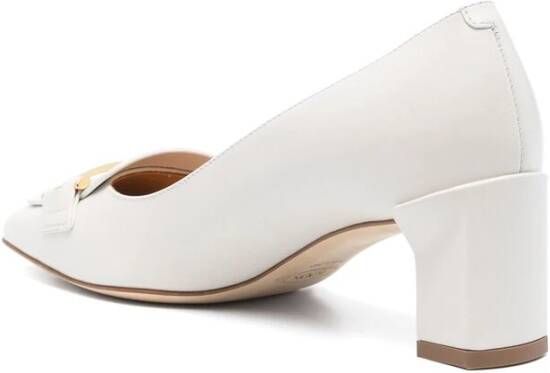 TOD'S Beige Square Toe Low Block Heel White Dames