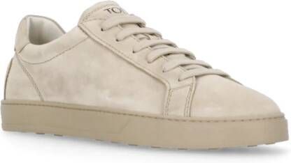 TOD'S Beige Suède Leren Sneakers voor Mannen Beige Heren