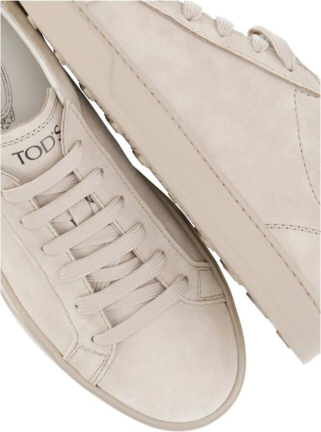 TOD'S Beige Suède Leren Sneakers voor Mannen Beige Heren