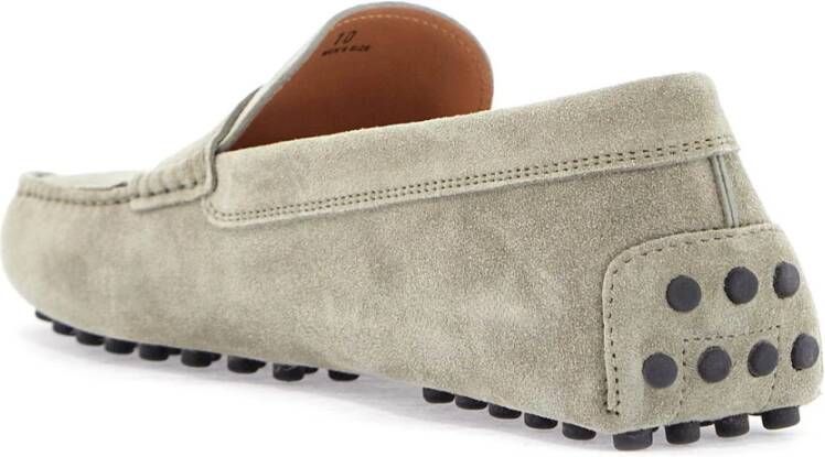 TOD'S Beige Suède Rijdende Mocassin met Rubberen Zool Beige Heren