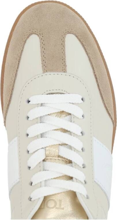 TOD'S Beige Suède Sneakers met Gouden Detail Multicolor Dames