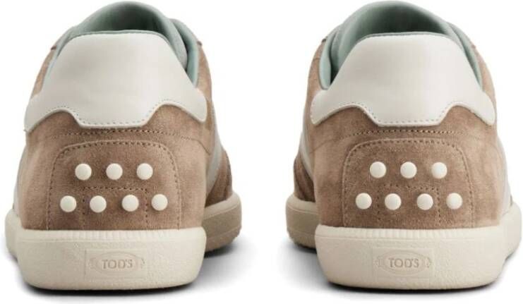 TOD'S Beige Suède Zijstreep Sneakers Beige Heren