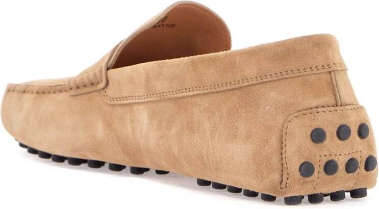 TOD'S Bisquit Leren Mocassin met Rubberen Zool Beige Heren