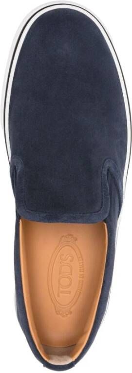 TOD'S Blauw Elastische Platte Zool Merk Binnenzool Blue Heren