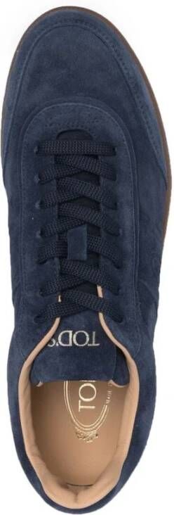 TOD'S Blauwe Leren Sneakers Paneeldesign Blue Heren