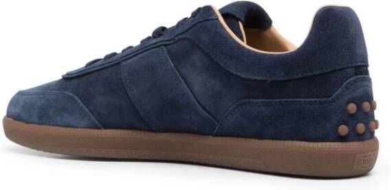 TOD'S Blauwe Leren Sneakers Paneeldesign Blue Heren