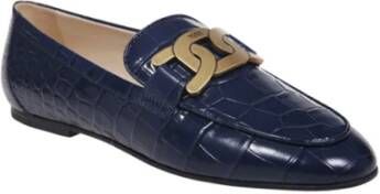 TOD'S Blauwe Loafer met Ketting Blue Dames