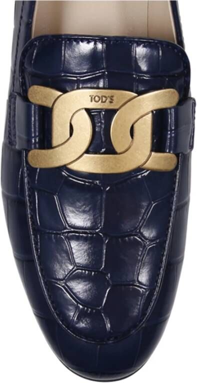 TOD'S Blauwe Loafer met Ketting Blue Dames