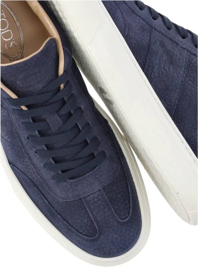 TOD'S Blauwe Pebble Leren Sneakers Blue Heren