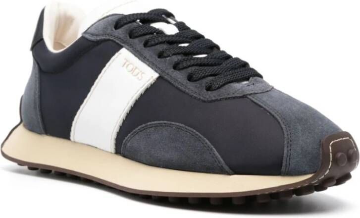 TOD'S Blauwe Sneakers Kleurblok Ontwerp Ronde Neus Blue Heren