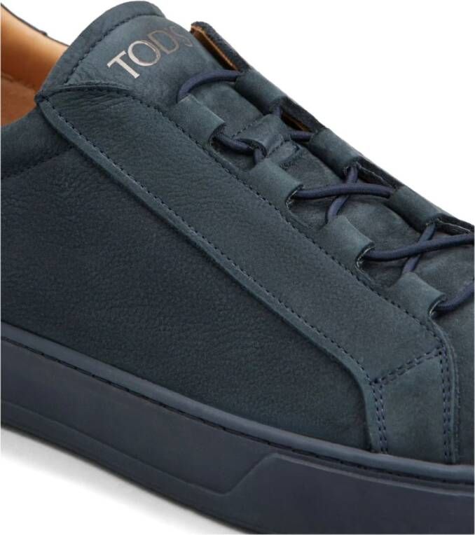 TOD'S Blauwe Sneakers Vetersluiting Rubberen Zool Blue Heren