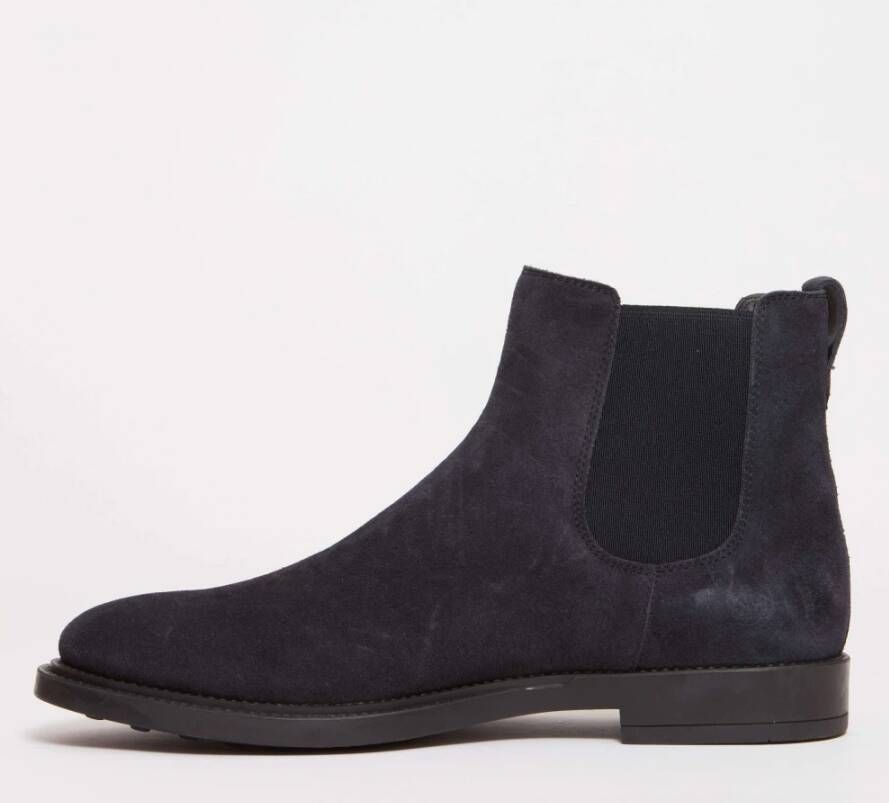 TOD'S Blauwe Suède Chelsea Boots met Elastiek Blue Heren