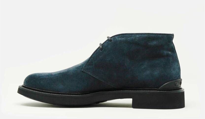 TOD'S Blauwe Suède Enkellaarzen Blue Heren