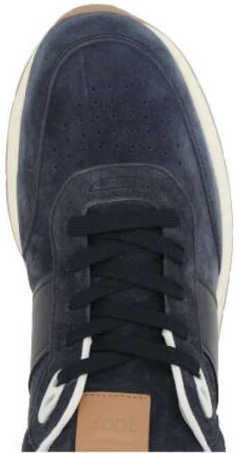 TOD'S Blauwe Suède Lage Sneakers Blue Heren