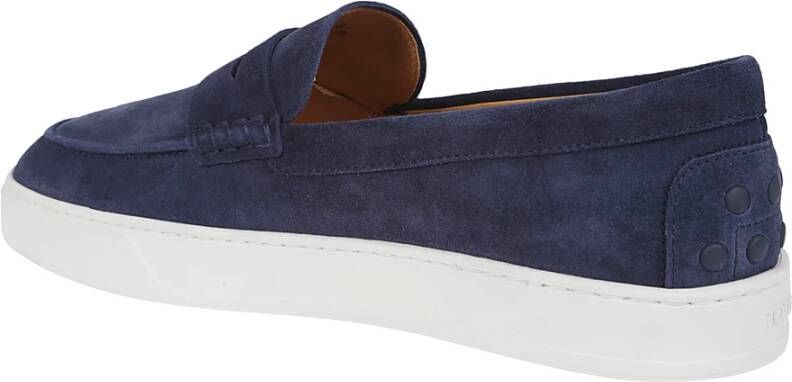 TOD'S Blauwe Suède Loafer met Iconisch Monogram Blue Heren