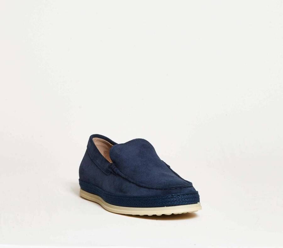 TOD'S Blauwe Suède Loafer Schoenen Blue Heren