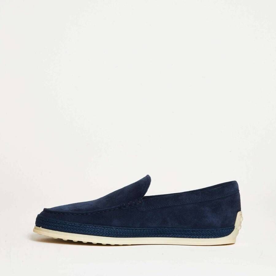 TOD'S Blauwe Suède Loafer Schoenen Blue Heren