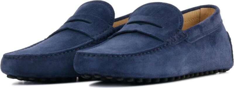 TOD'S Blauwe Suède Loafers Blue Heren