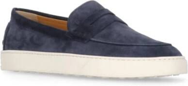 TOD'S Blauwe Suède Loafers Blue Heren