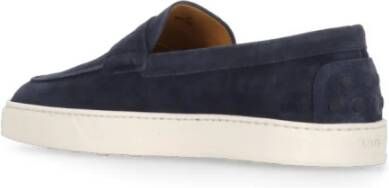 TOD'S Blauwe Suède Loafers Blue Heren