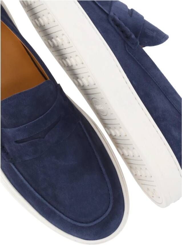 TOD'S Blauwe Suède Loafers Blue Heren