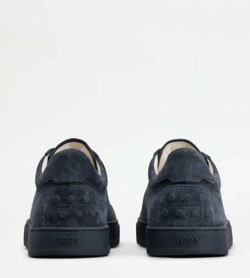 TOD'S Blauwe Suède Minimal Sneakers Blue Heren