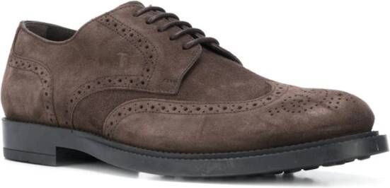 TOD'S Blauwe Suède Oxford Schoenen Brown Heren