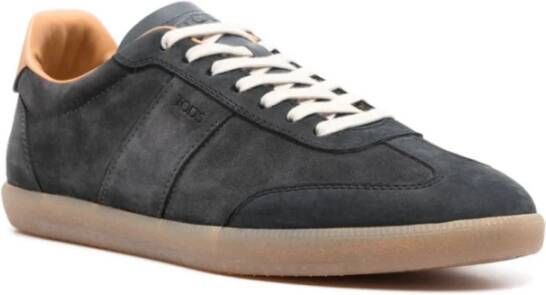 TOD'S Blauwe Suède Panel Sneakers Blue Heren