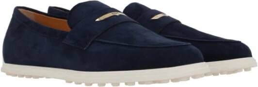 TOD'S Blauwe Suède Penny Loafers Blue Dames