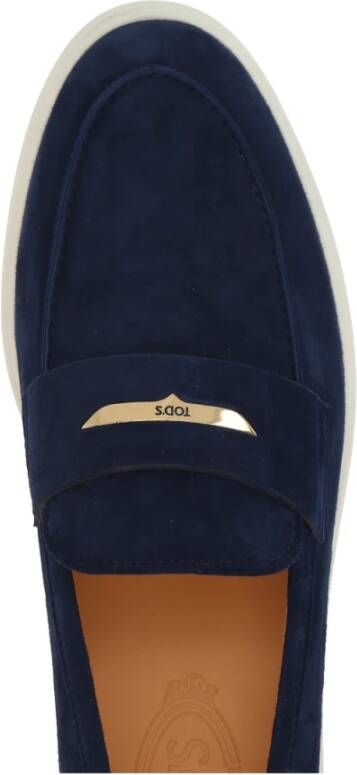 TOD'S Blauwe Suède Penny Loafers Blue Dames