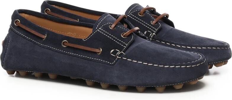 TOD'S Blauwe Suède Platte Schoenen Blue Heren