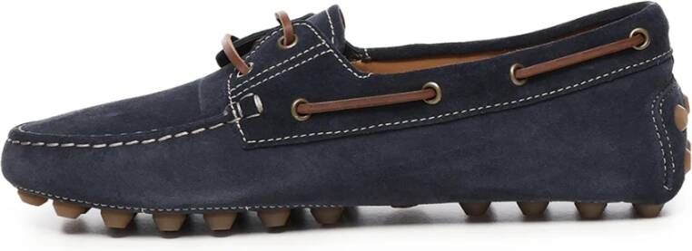 TOD'S Blauwe Suède Platte Schoenen Blue Heren