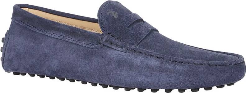 TOD'S Blauwe Suède Rijdersschoenen met Rubberen Studs Blue Heren