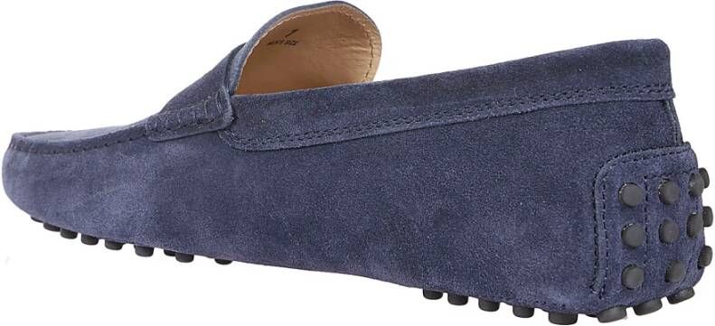 TOD'S Blauwe Suède Rijdersschoenen met Rubberen Studs Blue Heren