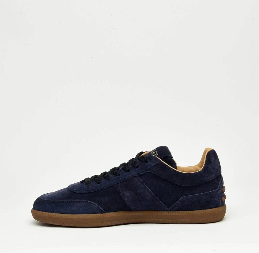 TOD'S Blauwe Suède Sneakers Blue Heren