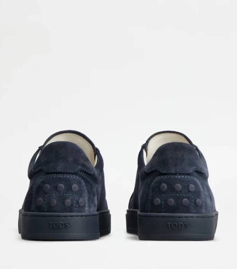 TOD'S Blauwe Suede Sneakers met Minimalistisch Design Blue Heren